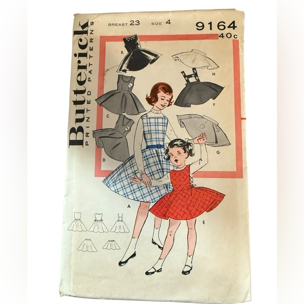 Butterick 9164 Jumper & Circle Skirt Wardrobe, Neckline Variations Sz 4, Vintage - Picture 5 of 6